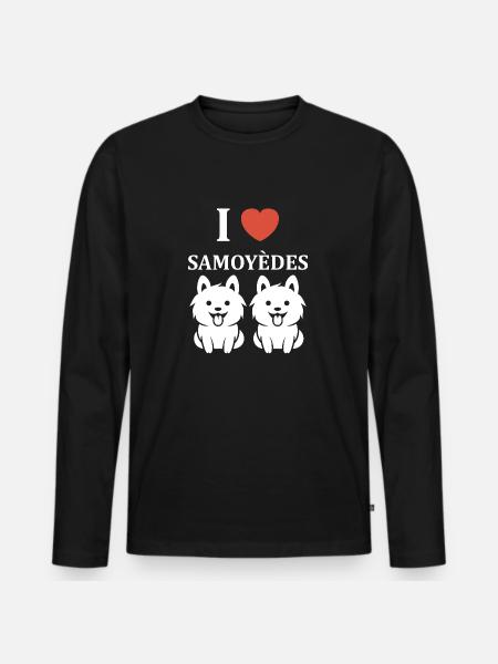 Humour Chien Samoyède - T-shirt manches longues Premium bio Homme - noir