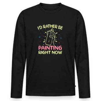 Artist Painter Graphic I`d Rather Be Painting Art - Männer Premium Bio Langarmshirt - Schwarz - Vorne - Nico (187cm)