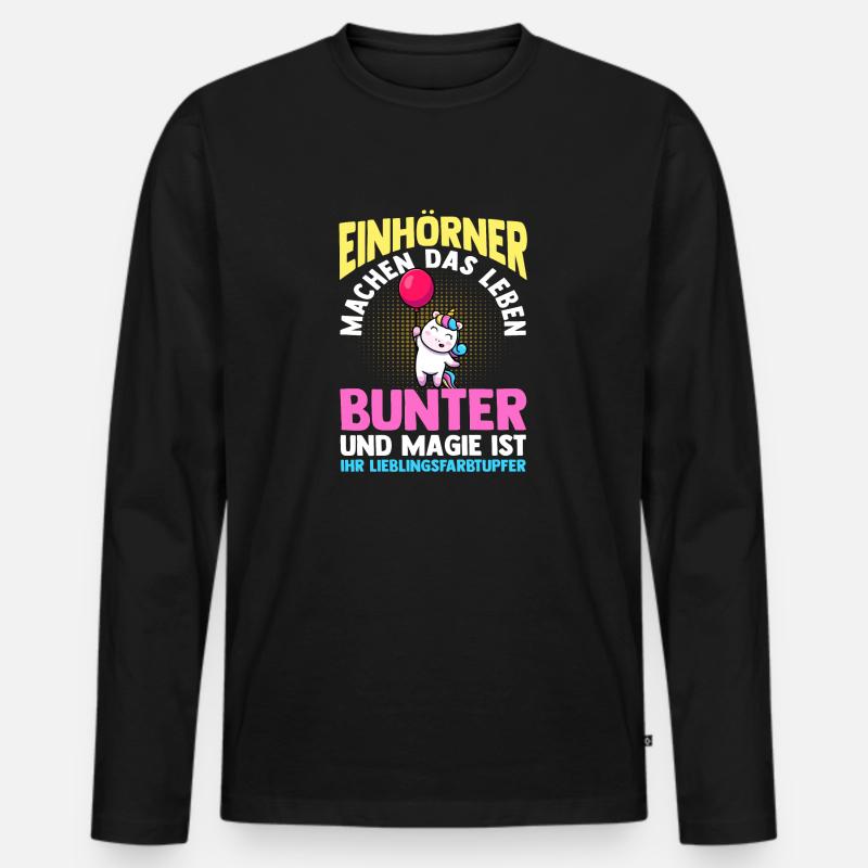 Einhorn - Männer Premium Bio Langarmshirt - Schwarz