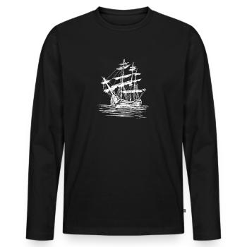 Sailing Ship Sketch - Men's Premium Organic Long Sleeve Shirt - black - Front - Nico (187cm)