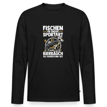 Angler Fishing Fishing Rod Fishing - Men's Premium Organic Long Sleeve Shirt - black - Front - Nico (187cm)