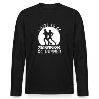 Cross Country Runner Design - XC Coach - Running - Men's Premium Organic Long Sleeve Shirt - black - Front - Nico (187cm)
