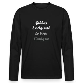 Super Gilles - T-shirt manches longues Premium bio Homme - noir - Devant - Nico (187cm)