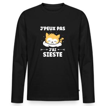 J'ai sieste - T-shirt manches longues Premium bio Homme - noir - Devant - Nico (187cm)