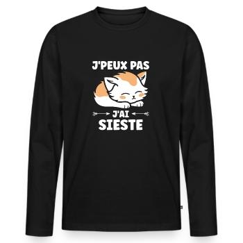 J'ai sieste - T-shirt manches longues Premium bio Homme - noir - Devant - Nico (187cm)
