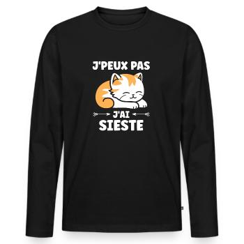 J'ai sieste - T-shirt manches longues Premium bio Homme - noir - Devant - Nico (187cm)