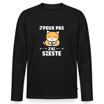 J'ai sieste - T-shirt manches longues Premium bio Homme - noir - Devant - Nico (187cm)