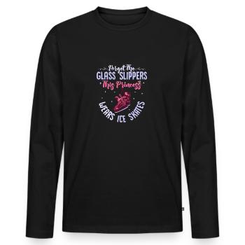 Princesse de la patinoire : patins par-dessus pantoufles - T-shirt manches longues Premium bio Homme - noir - Devant - Nico (187cm)