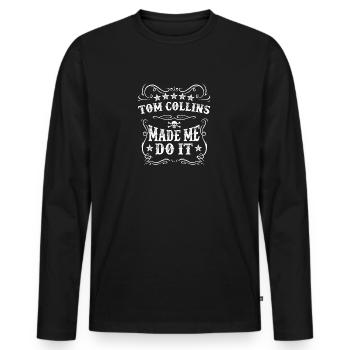 Tom Collins m’a fait faire un jeu de mots boire de l’alcool du vin - T-shirt manches longues Premium bio Homme - noir - Devant - Nico (187cm)