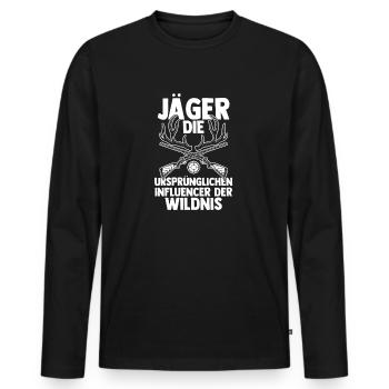 Hunting Hunting Deer Hunting Wild Boar Hunting Hunter - Men's Premium Organic Long Sleeve Shirt - black - Front - Nico (187cm)