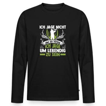 Hunting Hunting Deer Hunting Wild Boar Hunting Hunter - Men's Premium Organic Long Sleeve Shirt - black - Front - Nico (187cm)