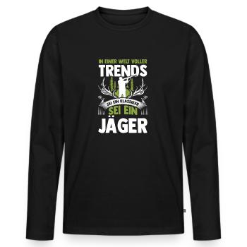 Hunting Hunting Deer Hunting Wild Boar Hunting Hunter - Men's Premium Organic Long Sleeve Shirt - black - Front - Nico (187cm)
