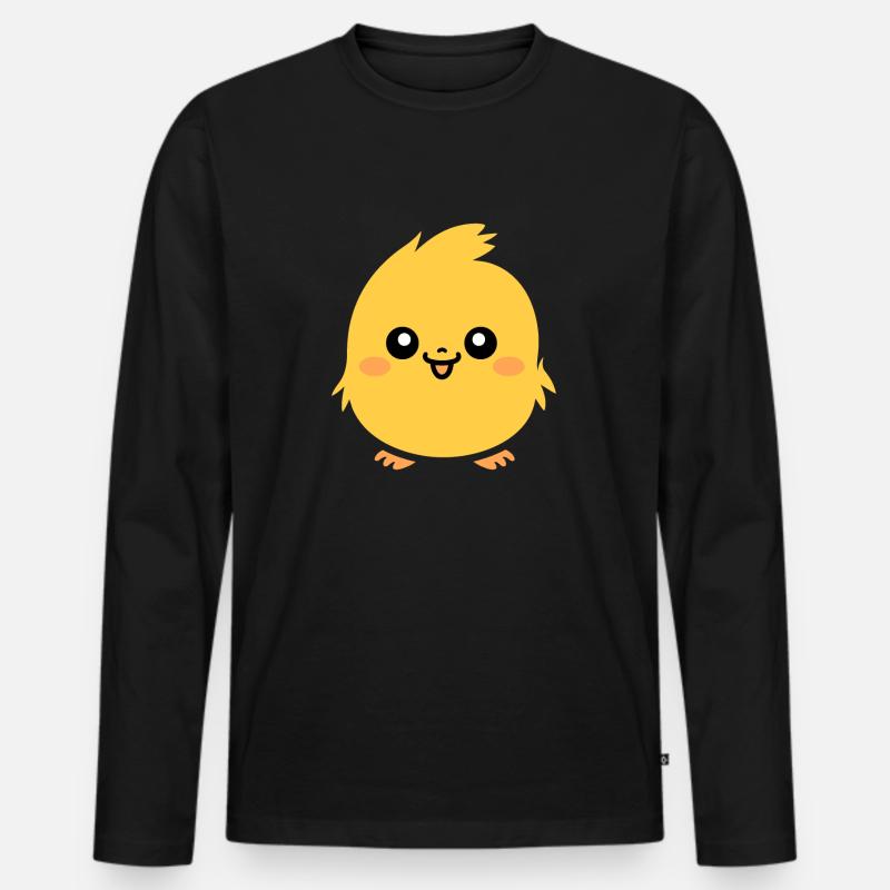 Küken - Männer Premium Bio Langarmshirt - Schwarz
