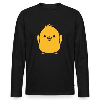 poussin - T-shirt manches longues Premium bio Homme - noir - Devant - Nico (187cm)