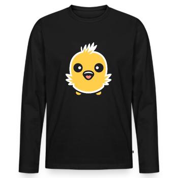 poussin - T-shirt manches longues Premium bio Homme - noir - Devant - Nico (187cm)