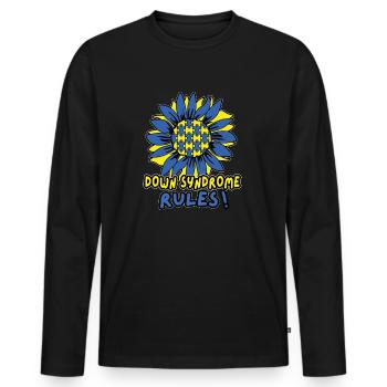 Down Syndrome Rules - Down Syndrome Day - Männer Premium Bio Langarmshirt - Schwarz - Vorne - Nico (187cm)