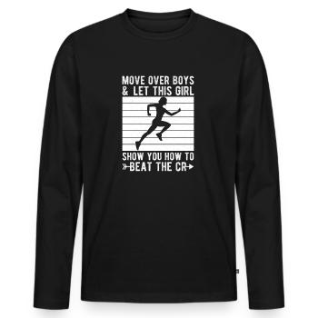 Runn Country Runner and XC Coach - Unique Cross - Men's Premium Organic Long Sleeve Shirt - black - Front - Nico (187cm)