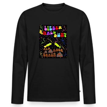 Lieber knallbunt als kackbraun - Männer Premium Bio Langarmshirt - Schwarz - Vorne - Nico (187cm)