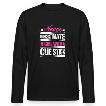 A Girl With A Cue Stick Billiard Player Billard Po - Men's Premium Organic Long Sleeve Shirt - black - Front - Nico (187cm)