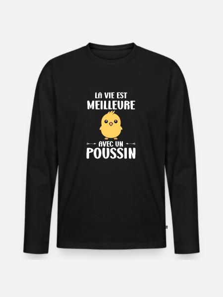Humour bébé poussin - T-shirt manches longues Premium bio Homme - noir