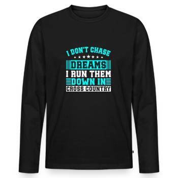 Runn Country Runner and XC Coach - Unique Cross - Men's Premium Organic Long Sleeve Shirt - black - Front - Nico (187cm)