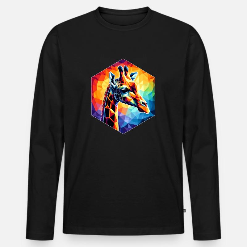 Giraffe in Polygonendarstellung - Männer Premium Bio Langarmshirt - Schwarz