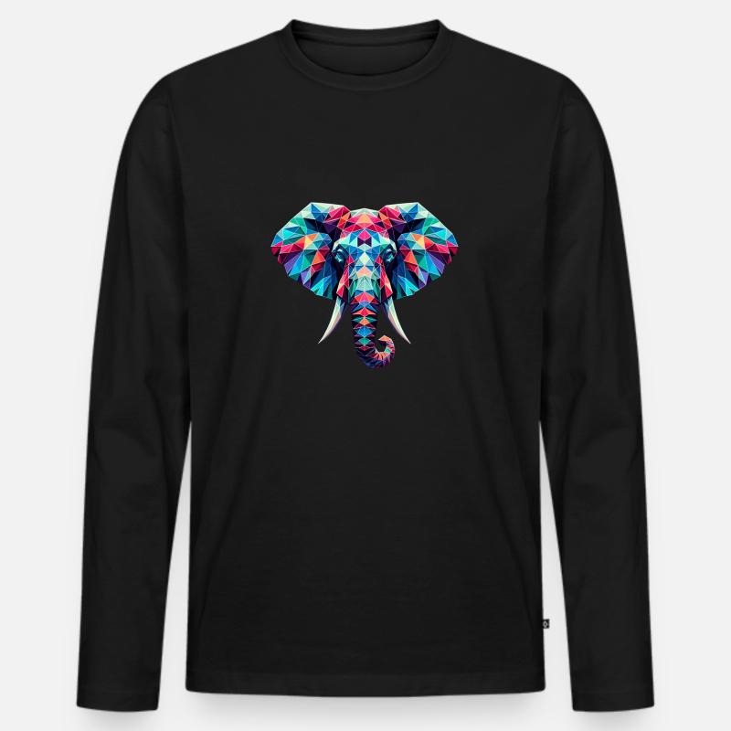 Elefant in Polygonendarstellung - Männer Premium Bio Langarmshirt - Schwarz