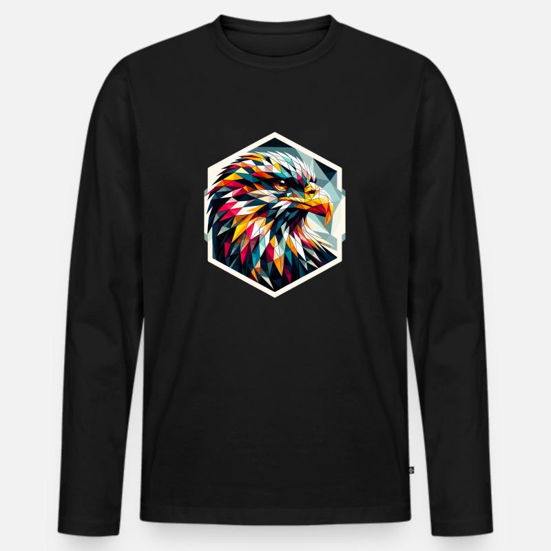 Seeadler in Polygonendarstellung - Männer Premium Bio Langarmshirt - Schwarz