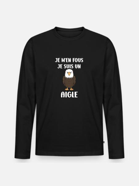 Citation humour Oiseau aigle - T-shirt manches longues Premium bio Homme - noir