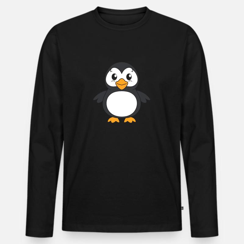 Papageitaucher - Männer Premium Bio Langarmshirt - Schwarz