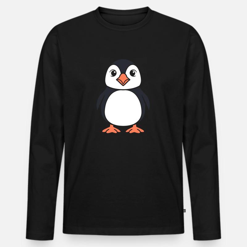 Papageitaucher - Männer Premium Bio Langarmshirt - Schwarz