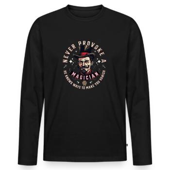 Never provoke a magician - funny cool saying - Men's Premium Organic Long Sleeve Shirt - black - Front - Nico (187cm)