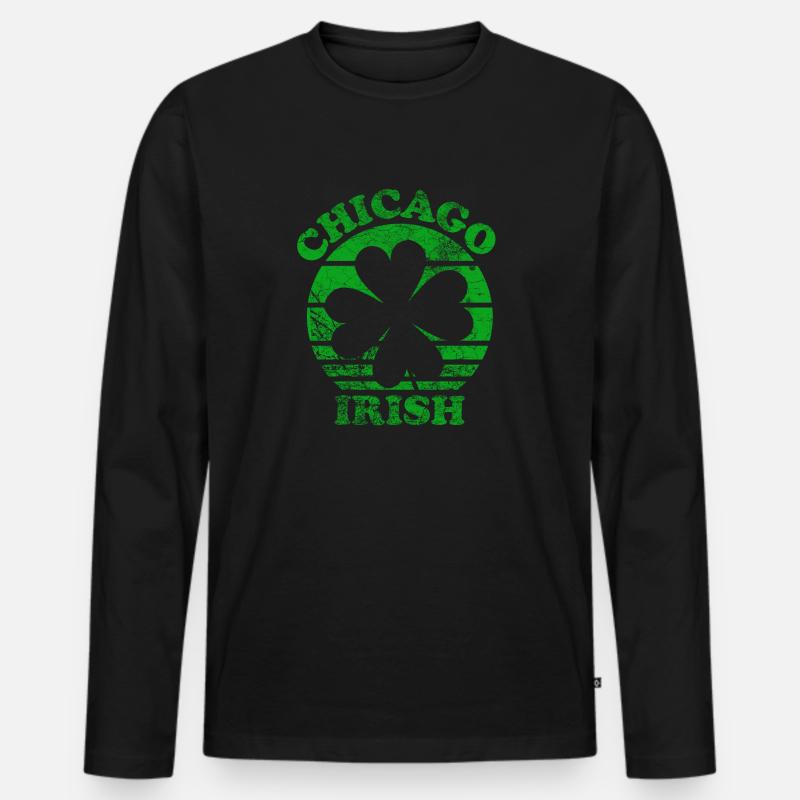 chicago irish - Männer Premium Bio Langarmshirt - Schwarz