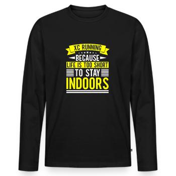 Run Country Runner and XC Coach - Unique Cross - Men's Premium Organic Long Sleeve Shirt - black - Front - Nico (187cm)