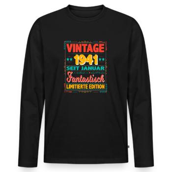 January 1941 Vintage Fantastic 83 Years Man - Men's Premium Organic Long Sleeve Shirt - black - Front - Nico (187cm)