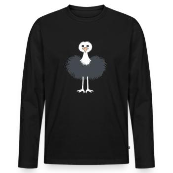 ostrich - Men's Premium Organic Long Sleeve Shirt - black - Front - Nico (187cm)