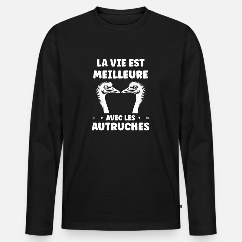 Strauß Zitat - Männer Premium Bio Langarmshirt - Schwarz