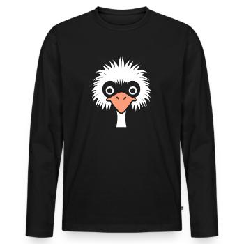 ostrich - Men's Premium Organic Long Sleeve Shirt - black - Front - Nico (187cm)