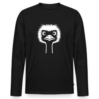 ostrich - Men's Premium Organic Long Sleeve Shirt - black - Front - Nico (187cm)