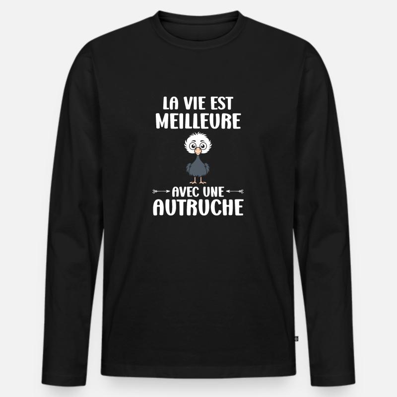 Strauß Zitat - Männer Premium Bio Langarmshirt - Schwarz