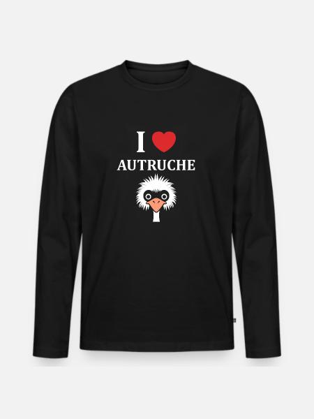 Humorous Ostrich Quote - Men's Premium Organic Long Sleeve Shirt - black