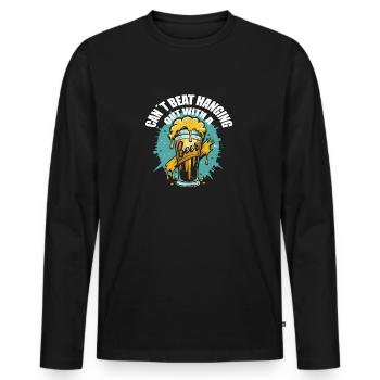 Sous houblon ? Houblon Bonheur Bière Chemise - T-shirt manches longues Premium bio Homme - noir - Devant - Nico (187cm)