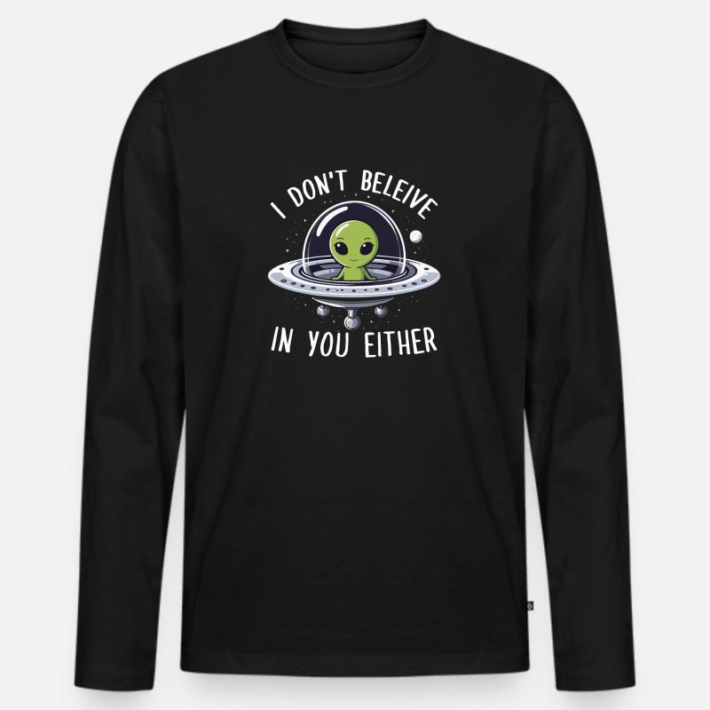 Alien, ich glaube auch nicht an dich - Männer Premium Bio Langarmshirt - Schwarz