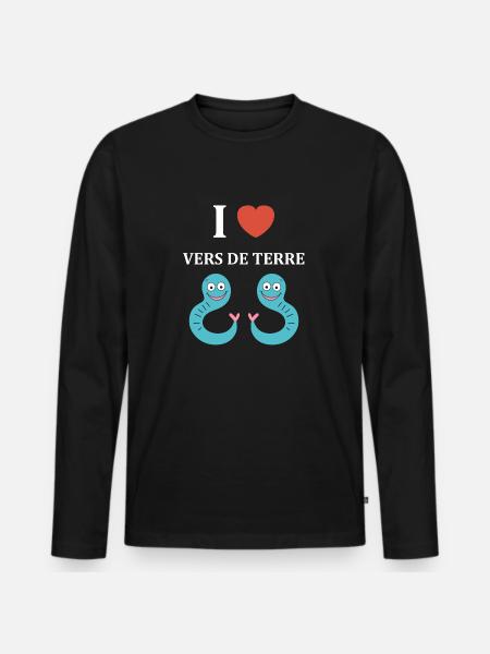 Humour ver de terre - T-shirt manches longues Premium bio Homme - noir