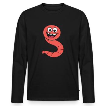 earthworms - Men's Premium Organic Long Sleeve Shirt - black - Front - Nico (187cm)