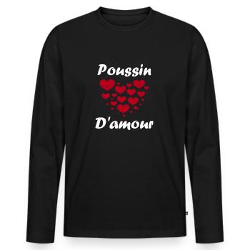 Poussin - T-shirt manches longues Premium bio Homme - noir - Devant - Nico (187cm)