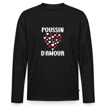 Poussin - T-shirt manches longues Premium bio Homme - noir - Devant - Nico (187cm)