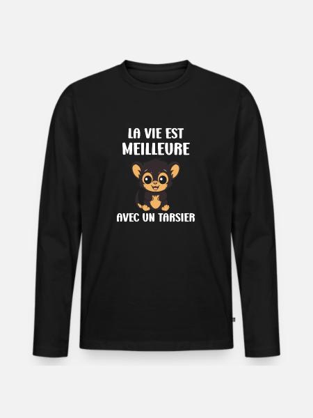 Humour tarsier - T-shirt manches longues Premium bio Homme - noir