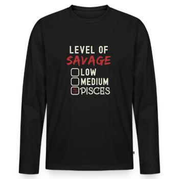 Level Of Savage Fische Lustige Sternzeichen-Astrologie - Männer Premium Bio Langarmshirt - Schwarz - Vorne - Nico (187cm)