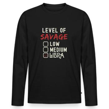 Level Of Savage Libra Funny Star Sign Astrology - Men's Premium Organic Long Sleeve Shirt - black - Front - Nico (187cm)